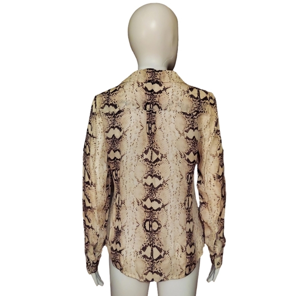 White House Black Market Snakeskin Print Silk Georgette Button Front Popover - Picture 5 of 16